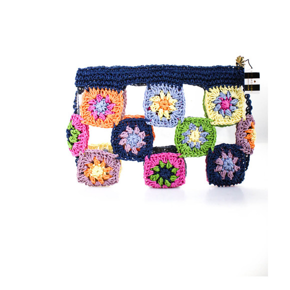 Lele Sadoughi Crochet Granny Square Pouch Bag NEW - Picture 4 of 8